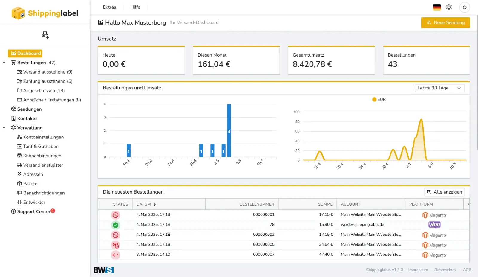 Shippinglabel light mode screenshot